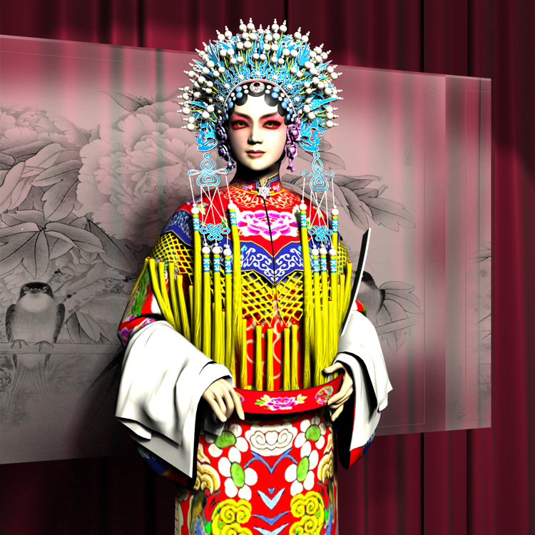 Čínská pekinská opera charakter 3D model Da Deng Dian tradiční charakter repertoár